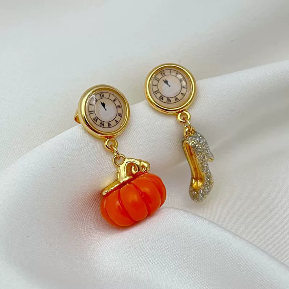 Kendra Scott Cinderella Clock Pumpkin Crystal Slipper Asymmetric Earrings